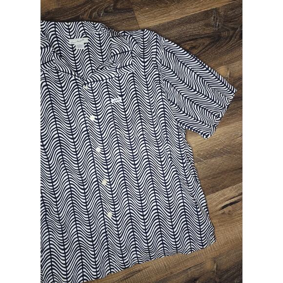 Vintage 90s Guess Jeans USA Men’s Button Up Shirt XL Black White Wavy Stripe Mad - Picture 4 of 16